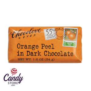 Chocolove Xoxo Orange Peel Dark Chocolate Mini Bars - 12ct CandyStore.com