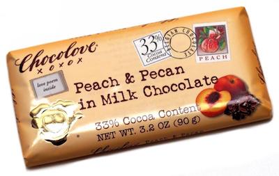 Chocolove Xoxo Peach & Pecan Milk Chocolate Bars - 12ct CandyStore.com