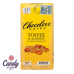 Chocolove Xoxo Toffee & Almond Milk Chocolate Bars - 12ct CandyStore.com