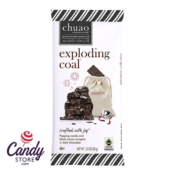 Chuao Exploding Coal Dark Chocolate 2.8oz Bar - 12ct CandyStore.com