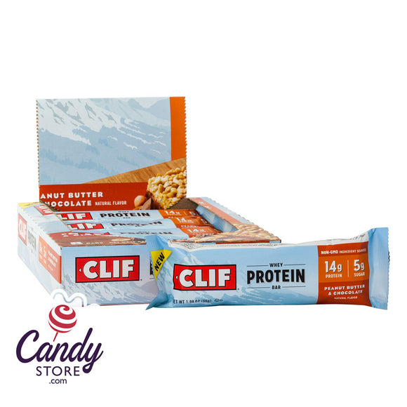 Clif Peanut Butter Chocolate Whey Protein 1.98oz Bar - 8ct CandyStore.com
