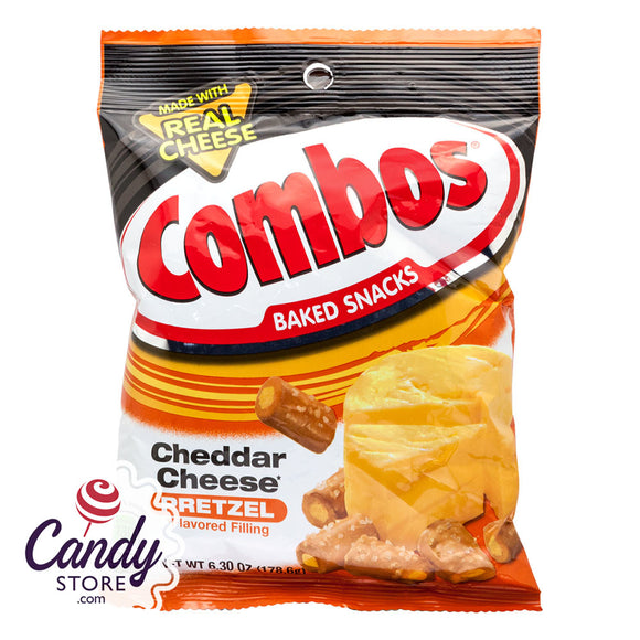 Combos Cheddar Cheese Pretzel 6.3oz Peg Bag - 12ct CandyStore.com
