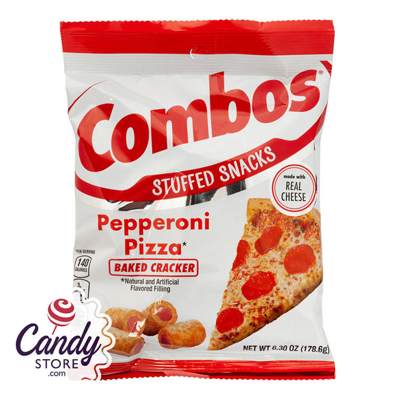 Combos Pepperoni Pizza Baked Cracker 6.3oz Peg Bag - 12ct CandyStore.com