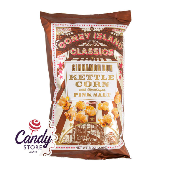 Coney Island Cinnamon Bun Kettle Corn 8oz Bags - 12ct CandyStore.com