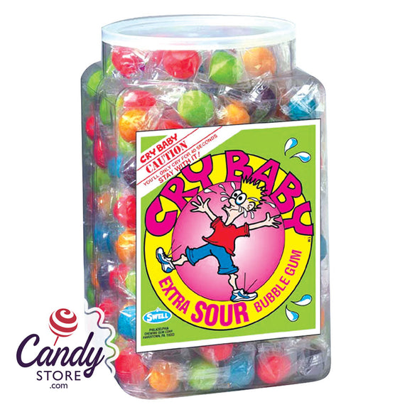 Cry Baby Wrapped Extra Sour Bubble Gum Tub - 240ct CandyStore.com