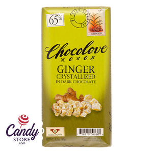 Crystallized Ginger In Dark Chocolate Chocolove 3.2oz Bar - 12ct CandyStore.com