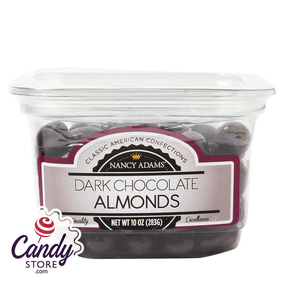 Dark Chocolate Almonds 10oz Tub Nancy Adams - 12ct CandyStore.com