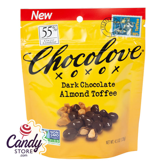 Dark Chocolate Chocolove Almond Toffee 4.5oz Pouch - 8ct CandyStore.com