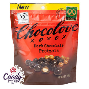 Dark Chocolate Chocolove Pretzels 4.5oz Pouch - 8ct CandyStore.com