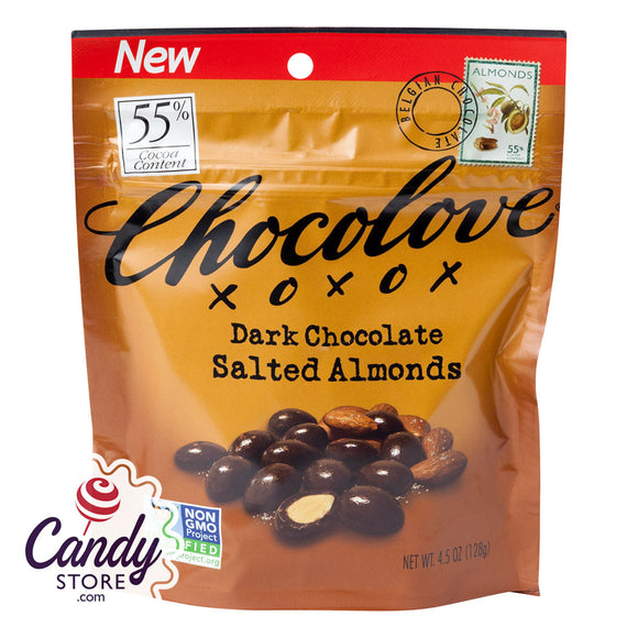 Dark Chocolate Chocolove Salted Almonds 4.5oz Pouch - 8ct CandyStore.com