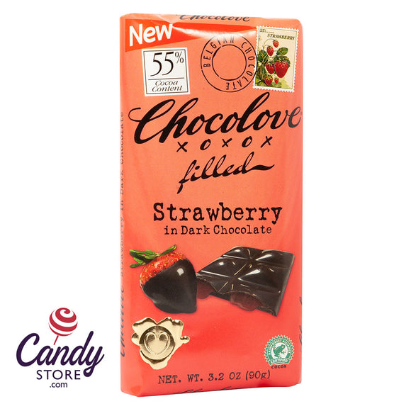 Dark Chocolate Chocolove Strawberry 3.2oz Bar - 10ct CandyStore.com