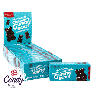 Dark Chocolate Gummy Bears 2.5oz Theater Box Koppers - 12ct CandyStore.com