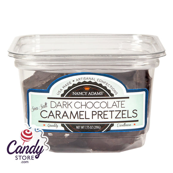 Dark Chocolate Sea Salt Caramel Pretzels 7.75oz Tub Nancy Adams - 12ct CandyStore.com