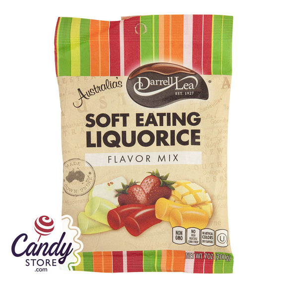 Darrell Lea Mixed Flavors Licorice 7oz Peg Bag - 8ct CandyStore.com