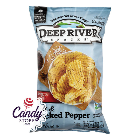 Deep River Salt & Cracked Pepper Krinkle Cut Kettle Chips 5oz Bags - 12ct CandyStore.com