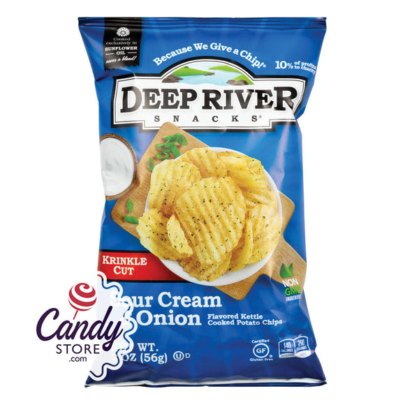 Deep River Sour Cream & Onion Krinkle Cut Kettle Chips 2oz Bags - 24ct CandyStore.com
