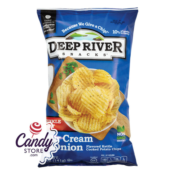 Deep River Sour Cream & Onion Krinkle Cut Kettle Chips 5oz Bags - 12ct CandyStore.com