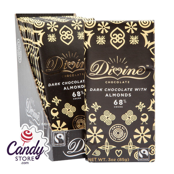 Divine Dark Chocolate With Almonds 3oz Bar - 12ct CandyStore.com