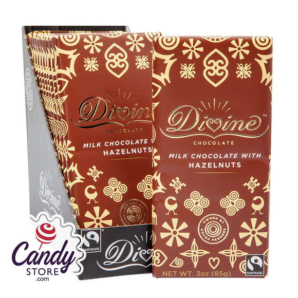 Divine Milk Chocolate With Chopped Hazelnuts 3oz Bar - 12ct CandyStore.com