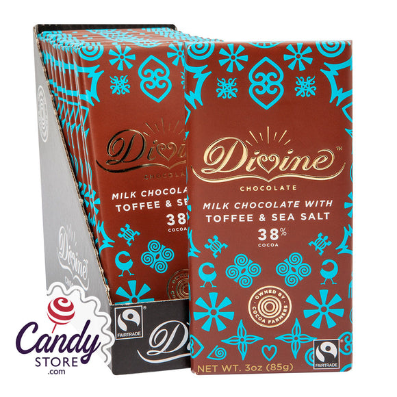 Divine Milk Chocolate With Toffee & Sea Salt 3oz Bar - 12ct CandyStore.com