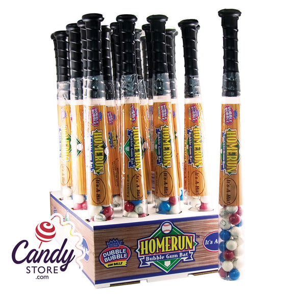 Dubble Bubble Homerun Baseball Bat With Gumballs 6.6oz - 24ct CandyStore.com