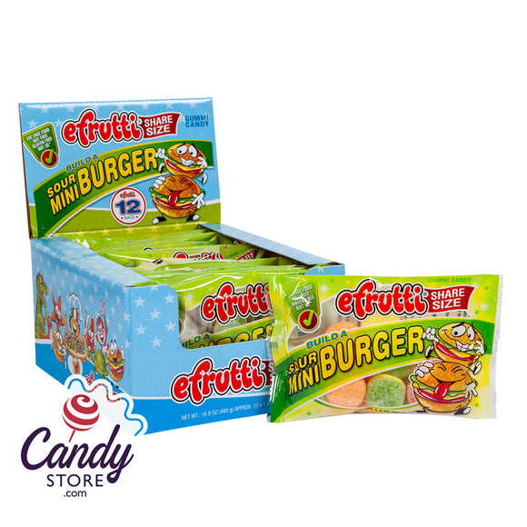 Efrutti Build A Sour Mini Burger Gummi Candy Share Size 1.4oz - 12ct CandyStore.com