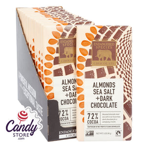 Endangered Species Dark Chocolate With Sea Salt And Almonds 3oz Bar - 12ct CandyStore.com