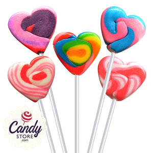 Fancy Pops Rainbow Hearts Lollipops - 100ct CandyStore.com