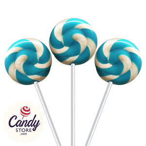 Fancy Pops Round Blue Lollipops - 100ct CandyStore.com