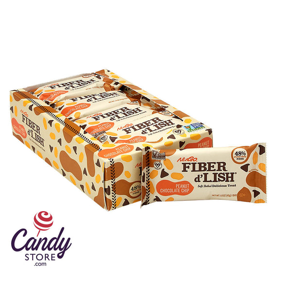Fiber D'Lish Peanut Chocolate Chip Bars Nugo 1.6oz - 16ct CandyStore.com
