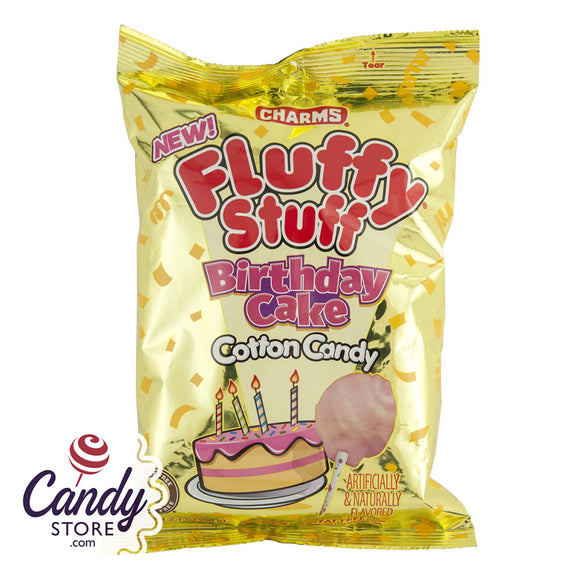 Fluffy Stuff Birthday Cake Cotton Candy 2.1oz Bag - 24ct CandyStore.com