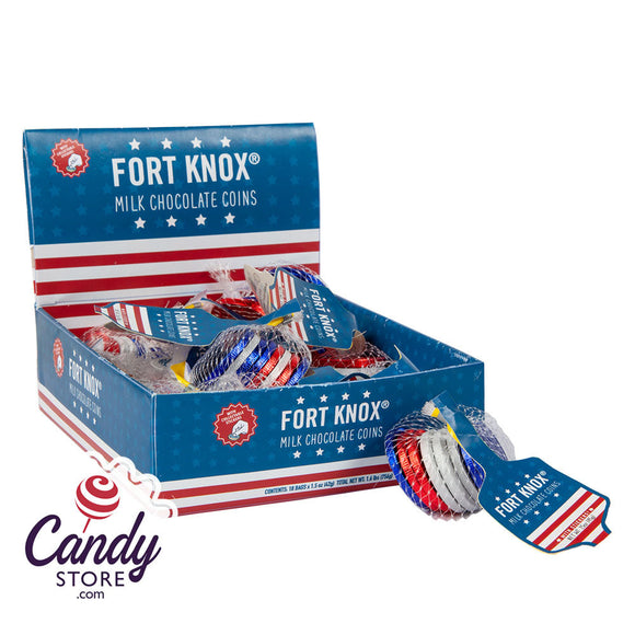 Fort Knox Coins Red White & Blue Milk Chocolate 1.5oz - 18ct CandyStore.com