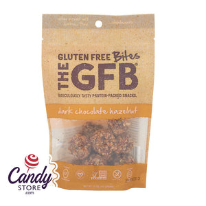 GFB Dark Chocolate Hazelnut Gluten Free Bites 4oz Peg Bags - 6ct CandyStore.com