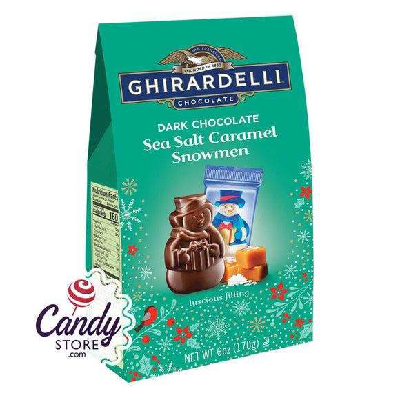 Ghirardelli Dark Chocolate Sea Salt Caramel Snowmen 6oz Medium Bags - 12ct CandyStore.com