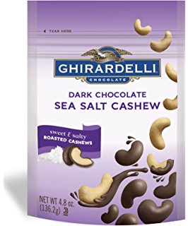 Ghirardelli Dark Chocolate Sea Salt Cashew Pouches - 6ct CandyStore.com
