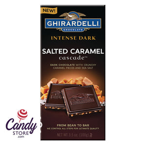 Ghirardelli Intense Dark Chocolate Sea Salt Caramel Cascade 3.5oz Bar - 12ct CandyStore.com