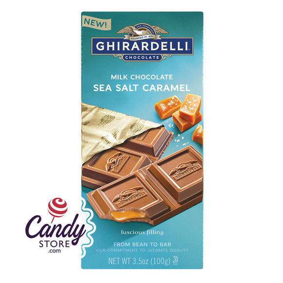 Ghirardelli Milk Chocolate Sea Salt Caramel 3.5oz Bar - 12ct CandyStore.com