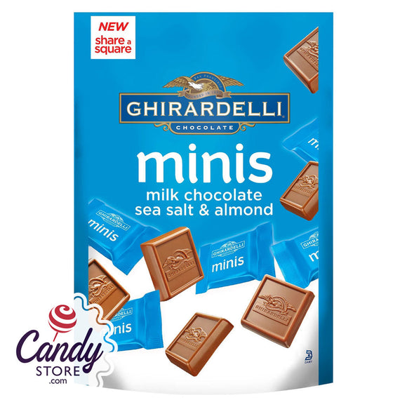 Ghirardelli Minis Milk Chocolate Sea Salt and Almond Squares Pouch - 6ct CandyStore.com