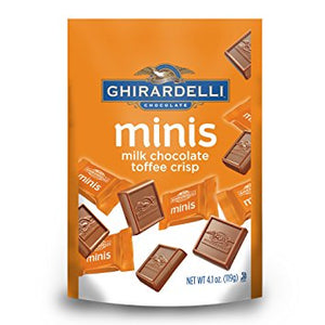 Ghirardelli Minis Milk Chocolate Toffee Crisp Squares Pouch - 6ct CandyStore.com