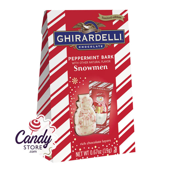 Ghirardelli Peppermint Bark Snowmen 0.67oz Extra Small Bags - 24ct CandyStore.com