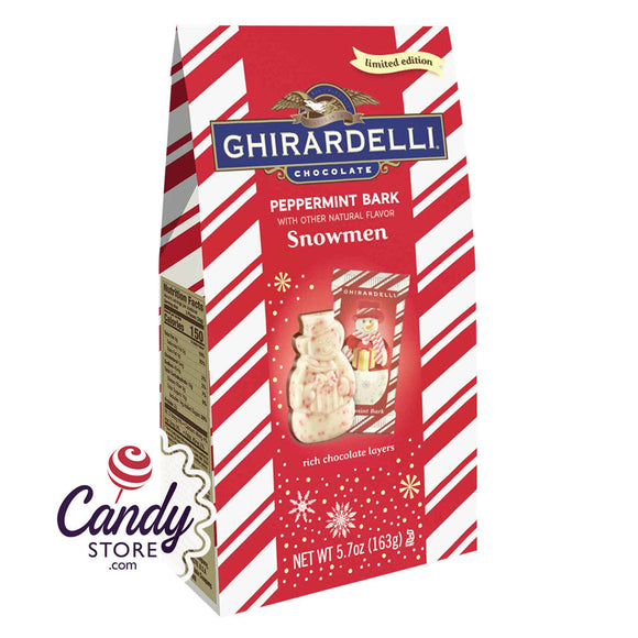 Ghirardelli Peppermint Bark Snowmen 5.7oz Medium Bags - 12ct CandyStore.com