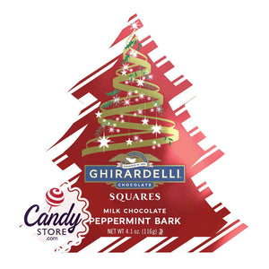 Ghirardelli Peppermint Bark Squares 4.1oz Tree Gift Boxes - 12ct CandyStore.com