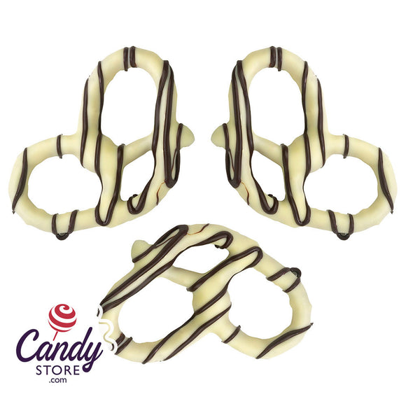Giambri's Dark Stripes White Chocolate Covered Pretzel - 3lb CandyStore.com