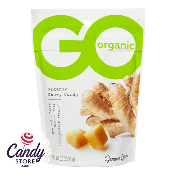 Go Organic Ginger Chews Chewy Candy 3.5oz Pouch - 6ct CandyStore.com
