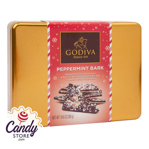 Godiva Holiday Peppermint Bark Tin 5.3oz - 12ct CandyStore.com