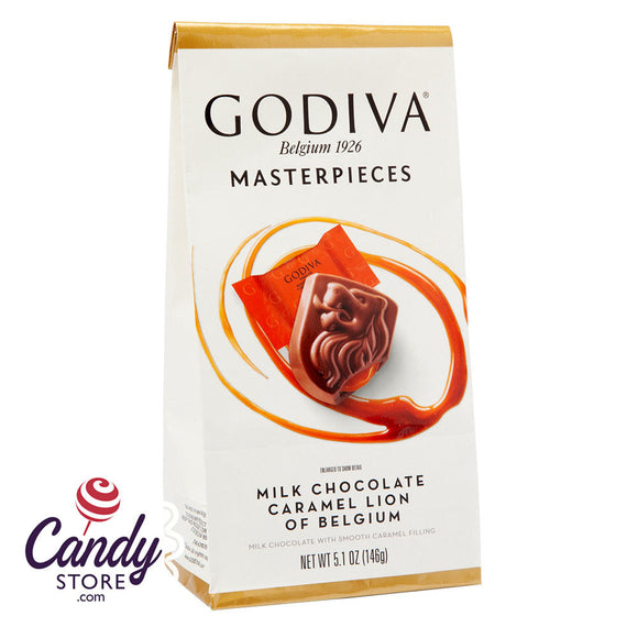 Godiva Masterpieces Milk Chocolate Caramel Lion 5.1oz Bag - 6ct CandyStore.com