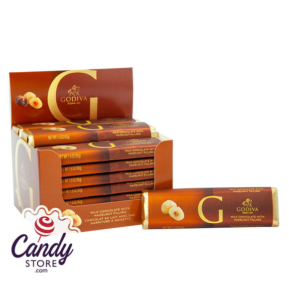 Godiva Milk Chocolate With Hazelnut Filling 1.5oz Bar - 24ct CandyStore.com
