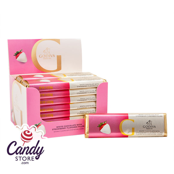 Godiva White Chocolate Strawberry 1.5oz Bar - 24ct CandyStore.com
