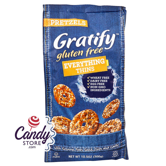 Gratify Gluten Free Everything Pretzel Thins 10.5oz Bags CandyStore.com