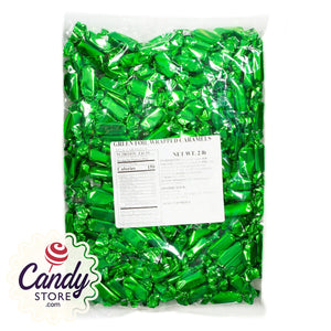 Green Foil Caramels Candy - 2lb CandyStore.com